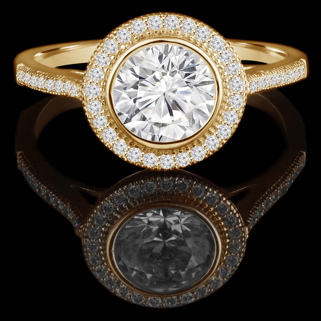 Oval-Cut Modern Vintage-Inspired Bezel-Set Fancy Diamond Halo Engagement  Ring | R2293P-SR | Valina Engagement Ring